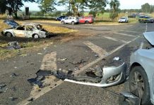 Homem morre carbonizado e três pessoas ficam feridas em acidente na BR-153 em Ipiguá