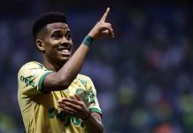 Estêvão, do Palmeiras, tem lesão na coxa esquerda e é dúvida para enfrentar o Vasco