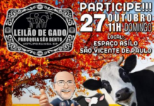 Paróquia São Bento promove Leilão neste domingo