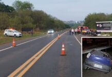 Motorista e passageiro morrem após serem atingidos por outro carro em cruzamento em rodovia de Itajobi