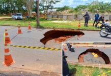Duas pessoas ficam feridas após caírem de moto perto de cratera em Votuporanga