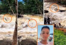 Bombeiros buscam jovem que foi arrastado por correnteza em cachoeira