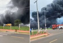 Incêndio causa destruição em fábrica de isopor à margem da BR-153 em José Bonifácio