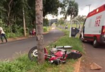 Motociclista bate em coqueiro e fica ferido em Votuporanga