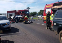 Motociclista fica gravemente ferida após acidente na Washington Luís, em Rio Preto