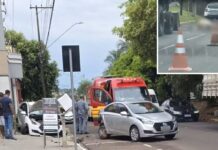 Motorista fica ferida após bater veículo contra boi em rua de Araçatuba