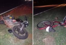 Pedreiro morre após bater moto em ciclista, cair no asfalto e ser atropelado em Rubineia