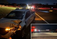 Garupa de moto morre ao ser atingida por picape, arremessada na pista e atropelada por ônibus