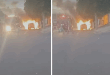 Veículo pega fogo na zona sul de Votuporanga