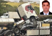 Motorista de carreta que prensou carro contra outro veículo e provocou morte de advogado falou que freio falhou, diz polícia