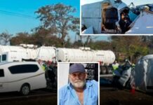 Van carregada com morangos é prensada entre caminhões e motorista morre em Araçatuba