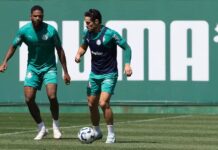 Convocados treinam, e Palmeiras tem elenco completo com voltas de Veiga e Mauricio