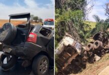 Colisão entre carros e caminhão deixa dois mortos em Olímpia