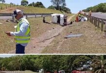 Motorista fica ferido em capotamento na Rodovia Euclides da Cunha