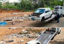 Carro ‘depenado’ é encontrado em área de descarte irregular de lixo em Rio Preto