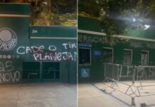 Muros da sede do Palmeiras são pichados após goleada no Paulistão: “Abel, acabou a magia?”