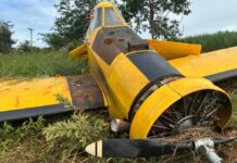 Avião agrícola faz pouso forçado em Mendonça