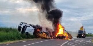 Motorista morre carbonizado em acidente em rodovia da região