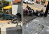 Motorista perde controle de picape e faz ‘strike’ em motos estacionadas em frente a oficina mecânica