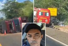 Homem morre em colisão entre carro e caminhão na Rodovia Péricles Bellini