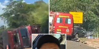 Homem morre em colisão entre carro e caminhão na Rodovia Péricles Bellini