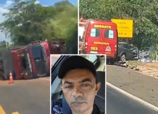 Homem morre em colisão entre carro e caminhão na Rodovia Péricles Bellini