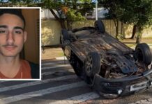 Estudantes saem de bar, capotam o carro e um deles morre em Ilha Solteira