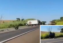 Homem morre ao ter carro atingido por caminhão que fazia ultrapassagem na rodovia SP-463