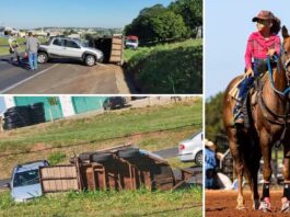 Competidora de 8 anos da prova dos três tambores morre após picape capotar em Jales
