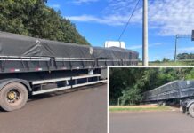 Caminhão perde o freio e invade chácara em Votuporanga