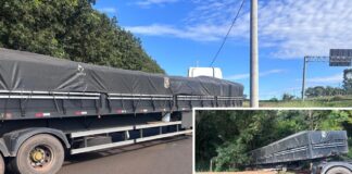 Caminhão perde o freio e invade chácara em Votuporanga