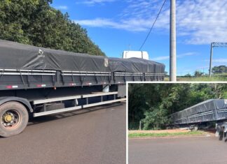 Caminhão perde o freio e invade chácara em Votuporanga