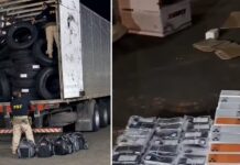 PRF apreende 415 iPhones escondidos em carga de pneus na BR-153