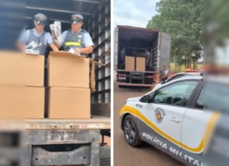 Polícia intercepta carregamento milionário de cigarros contrabandeados na Rodovia Péricles Bellini