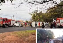 Bebê morre e mãe fica ferida após ambulância tombar em acidente