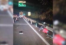 Motociclista cai no asfalto após o pneu de moto furar, é atropelado por carro com motorista embriagado e morre