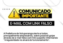 Golpe informando “irregularidade no alvará” volta a ser enviado por falso e-mail da Prefeitura em Votuporanga