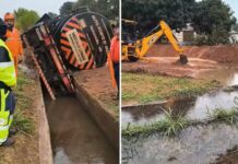 Caminhão-tanque tomba na SP-310 e 400 litros de diesel vazam para córrego em Nhandeara