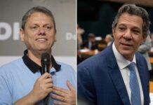 SP: pesquisa aponta Tarcísio 13 pontos à frente de Haddad no 1º turno