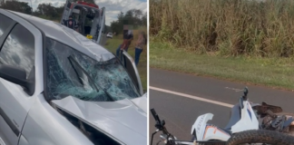 Motociclista morre após colisão com veículo em Ouroeste