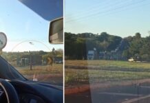 Carreta tomba no trevo de Parisi e gera congestionamento na Rodovia Péricles Bellini