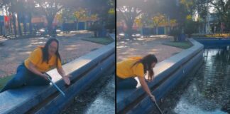 Débora Romani denuncia abandono da Fonte Luminosa da Praça Matriz