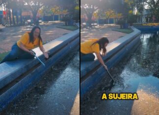 Débora Romani denuncia abandono da Fonte Luminosa da Praça Matriz