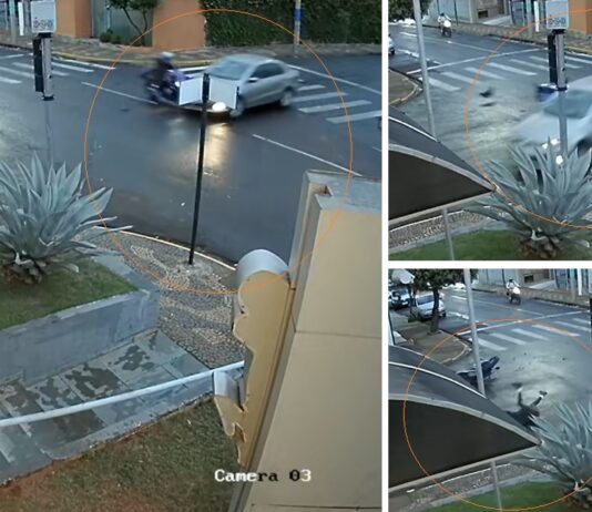 Câmeras de segurança flagram acidente no centro de Votuporanga