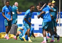 Seleção brasileira treina com foco na Noruega