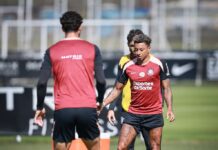 Diniz faz testes e comanda trabalho tático no CT