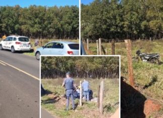 Motociclista fica ferido após acidente em vicinal entre Meridiano e Valentim Gentil