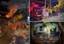 PM de folga e bombeiro ficam feridos após parte de laje desabar durante combate a incêndio em casa