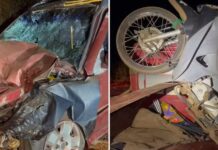 Homem é atropelado e prensado por carro após ajudar casal com pneu de moto furado em vicinal