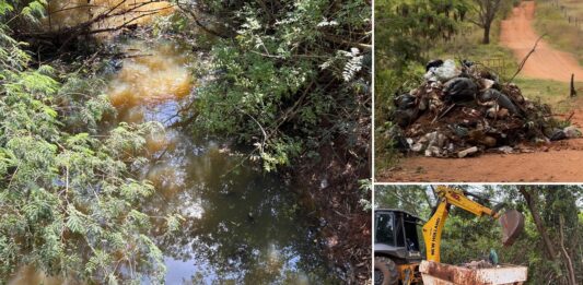 Saev Ambiental retira mais de 15 toneladas de lixo de Córrego no São Cosme e instala câmeras para fiscalizar descarte